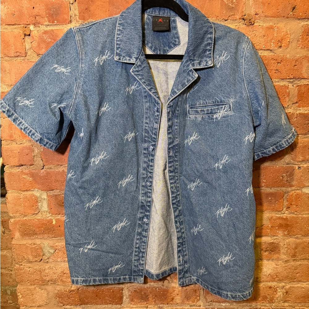 Jordan Flight AOP Denim Shirt & Shorts Set | All-Over Print | Size S